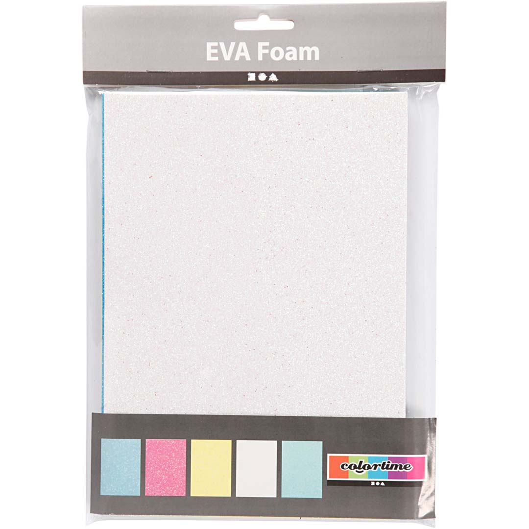 creativ company eva foam A5 vellen - pastel glitter - 5st | 769012 | 2