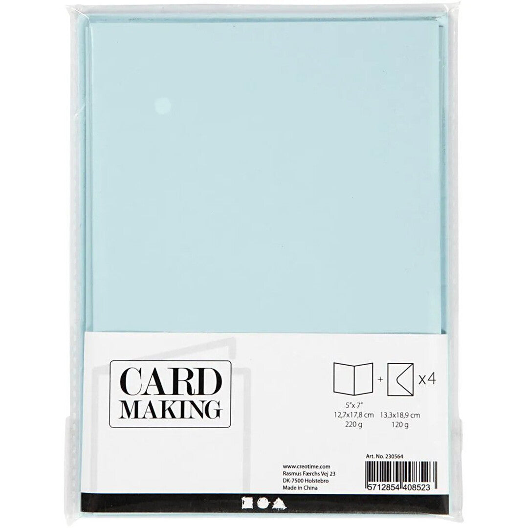 creativ company kaarten met envelop lichtblauw - 13x18 cm - 4st | 230564 | 1