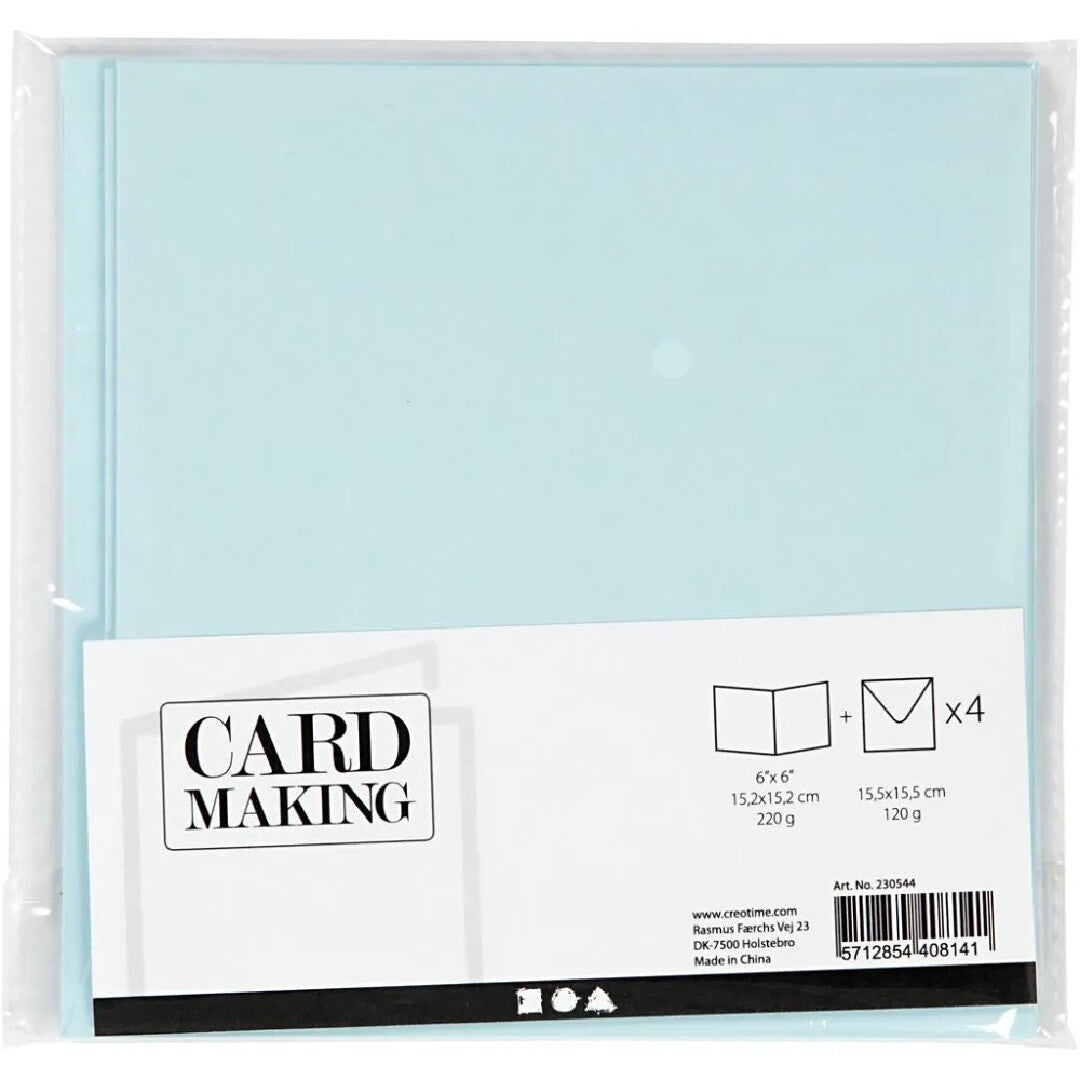 creativ company kaarten met envelop lichtblauw - 15x15 cm - 4st | 230544 | 1