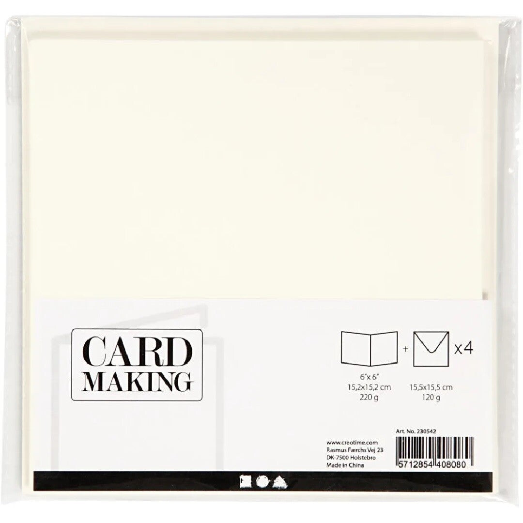 creativ company kaarten met envelop wit - 15x15 cm - 4st | 230542 | 1