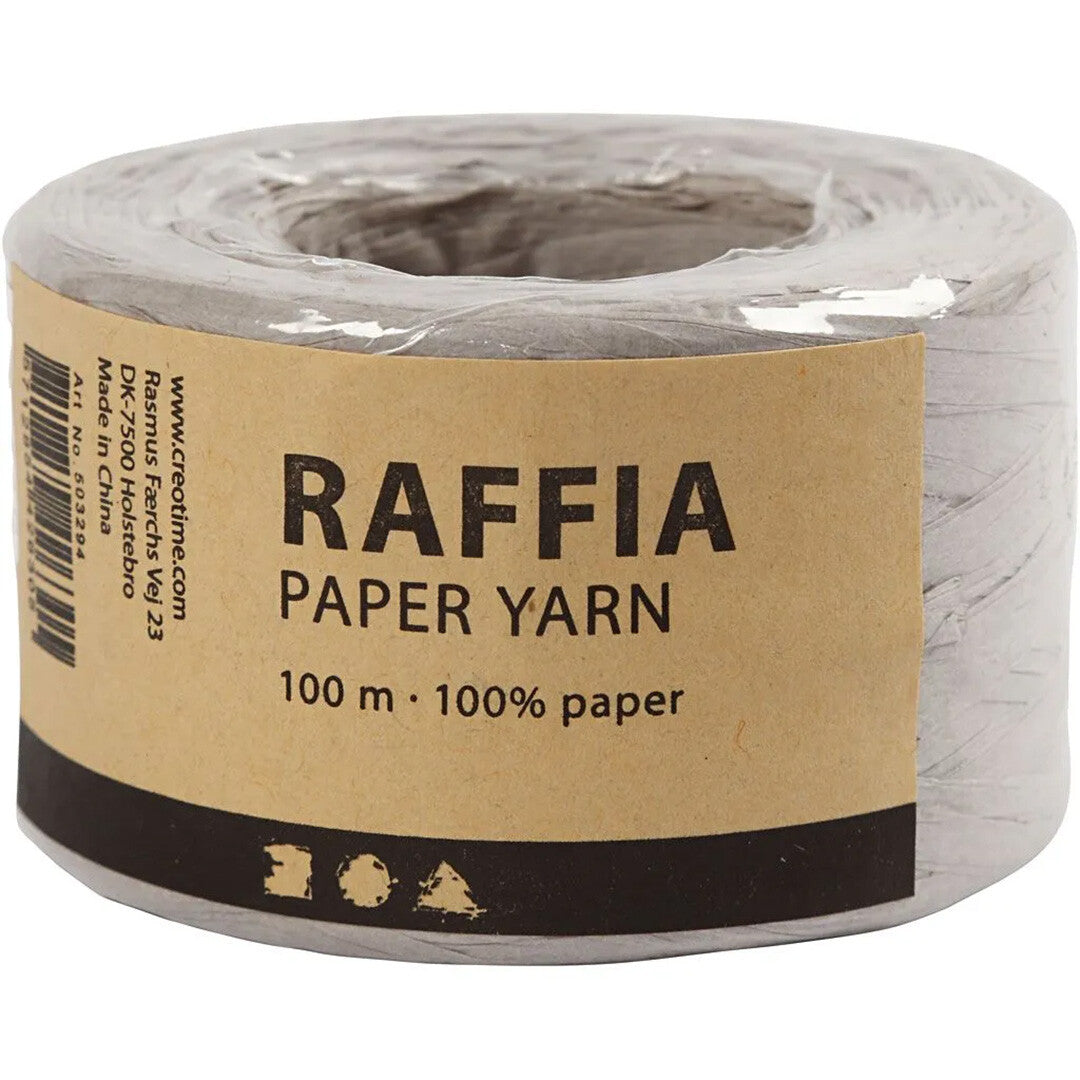 creativ company rol raffia papiergaren - lichtgrijs - 100m   | 503294 | 4