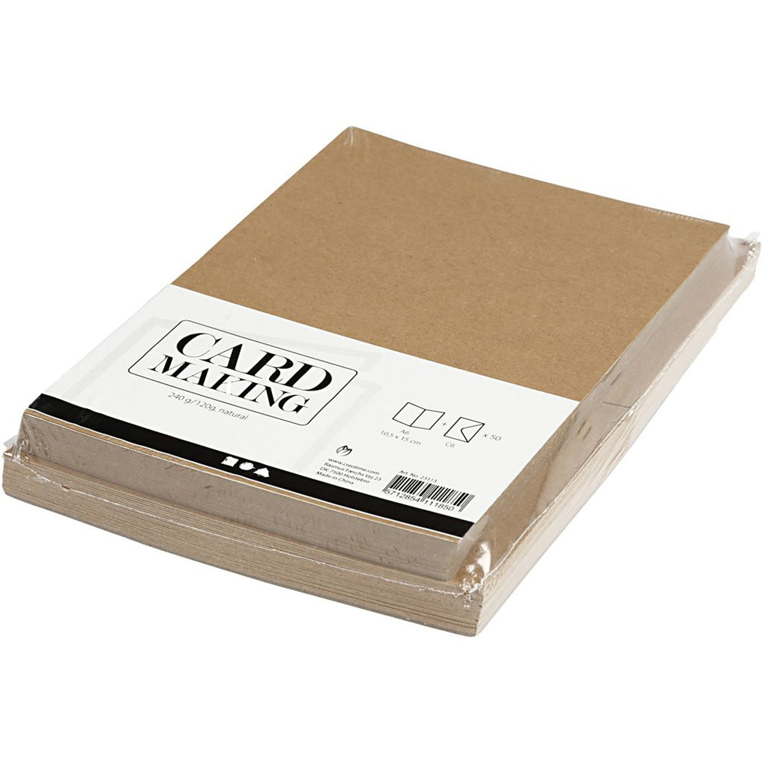 creativ company kaarten met envelop naturel - 10,5x15 cm - 50st | CREA23113 | 3