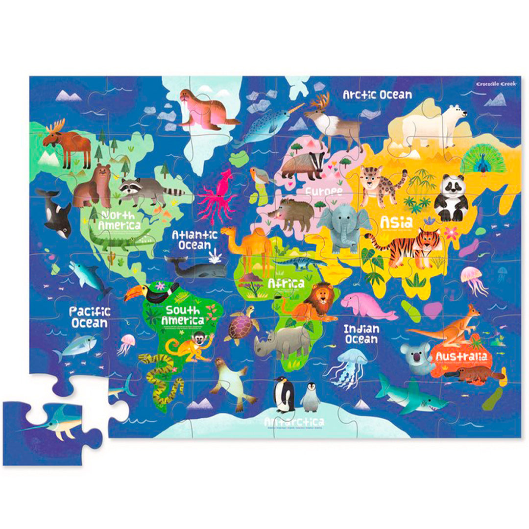 crocodile creek vloerpuzzel wereldkaart - 36st  | CC29551 | 0