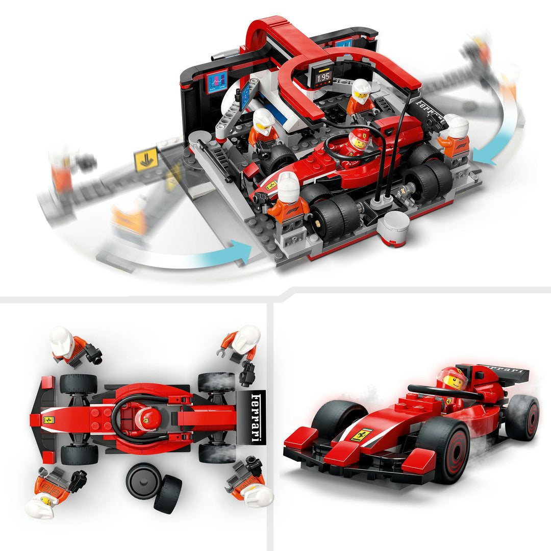 LEGO city f1 pitstop en pitcrew met ferrari auto