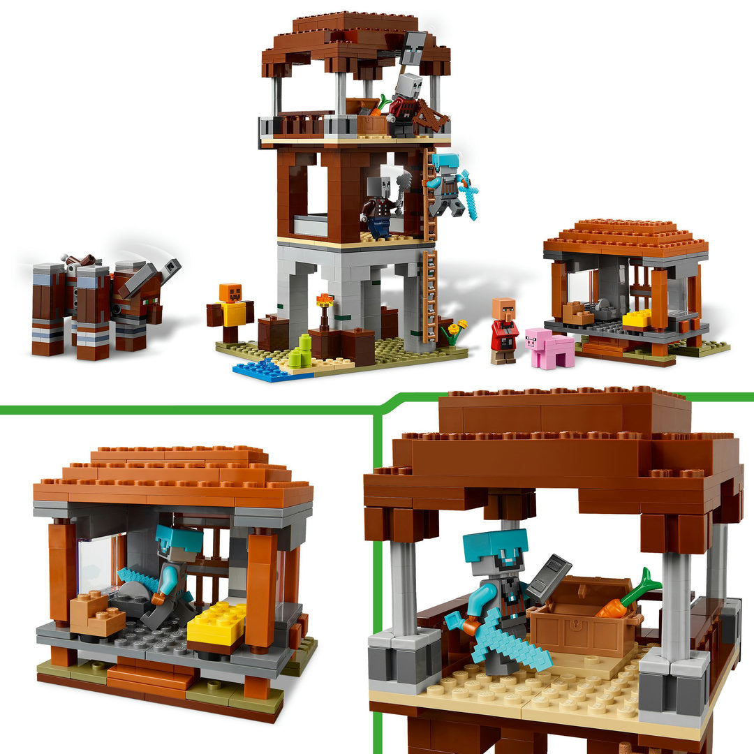 LEGO minecraft de plunderaar buitenpost en verwoester