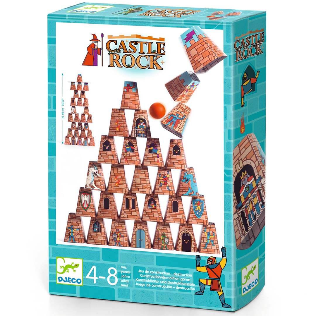 djeco 2 in 1 stapel- en kegelspel - castle rock | DJ02050 | 0