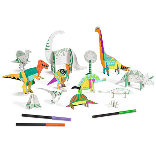 djeco 3D  kleurplaat speelfiguren - dinosaurussen | DJ08004 | 4