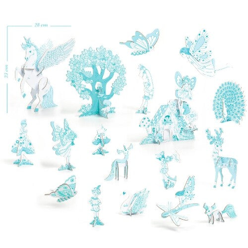 djeco 3D kleurplaat speelfiguren - feeënwereld | DJ08008 | 4