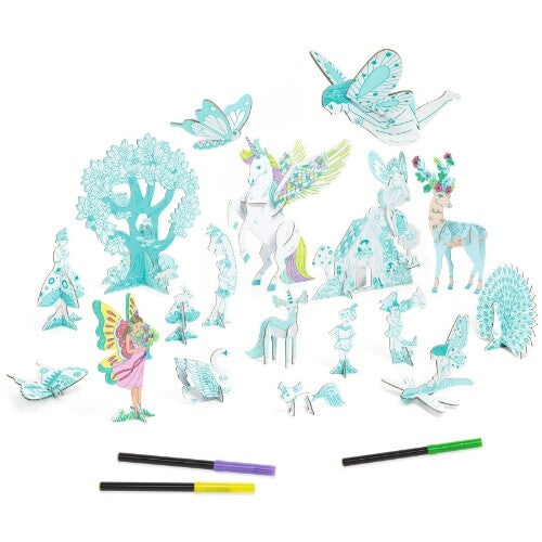 djeco 3D kleurplaat speelfiguren - feeënwereld | DJ08008 | 5