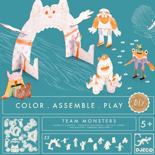 djeco 3D kleurplaat speelfiguren - schattige monsters | DJ08006 | 0