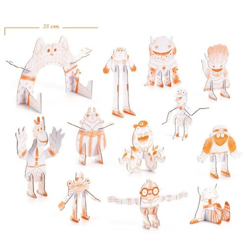 djeco 3D kleurplaat speelfiguren - schattige monsters | DJ08006 | 2