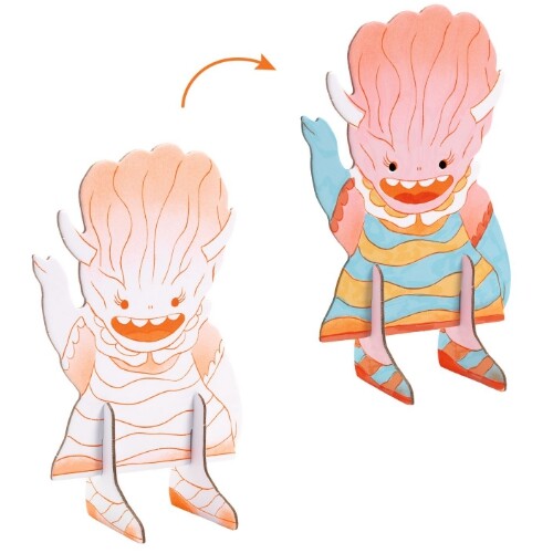 djeco 3D kleurplaat speelfiguren - schattige monsters | DJ08006 | 3