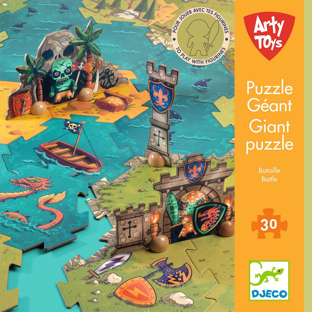 djeco arty toys - reuze puzzel - battle - 30st | DJ06847 | 5