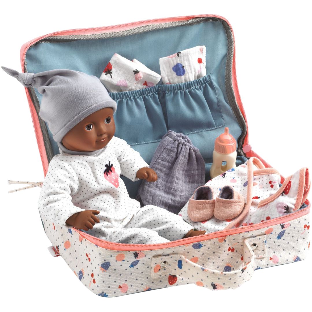 djeco babypop pomea kofferset - cerise - 32 cm | DJ07867 | 0
