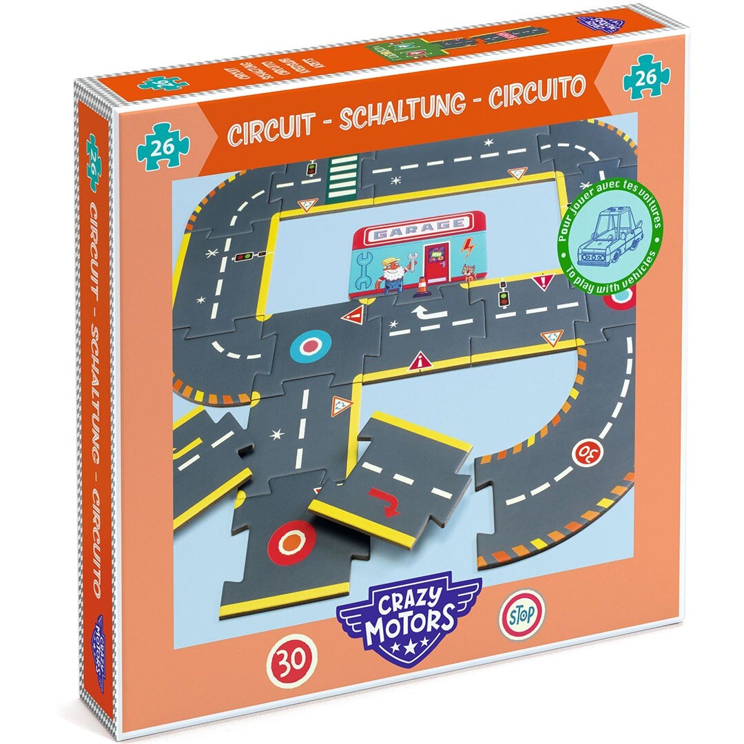 djeco crazy motors vloerpuzzel autoweg - 26st | DJ05498 | 0