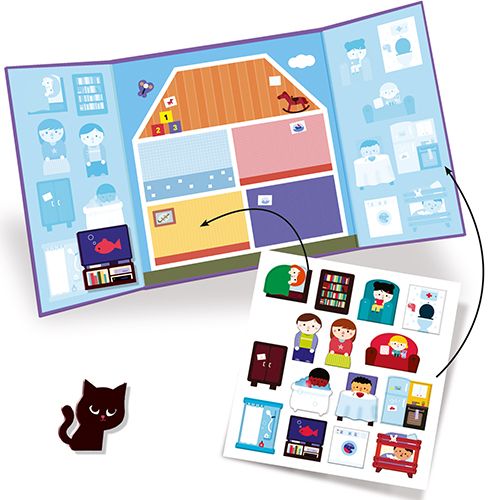 djeco herbruikbare stickers huis - 14st | DJ09072 | 1