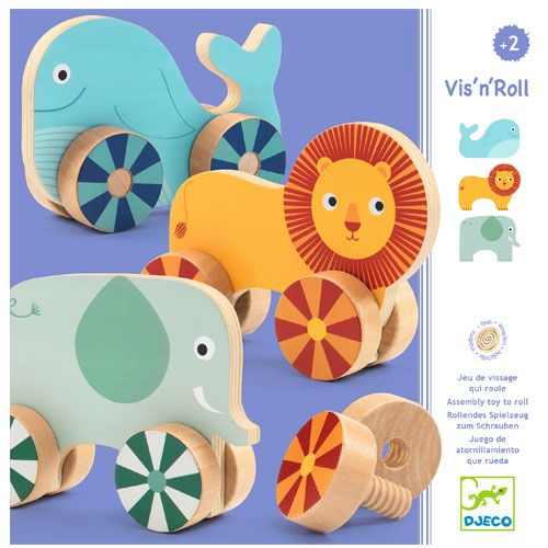 djeco houten puzzel dieren op wielen (15st) | DJ01684 | 1