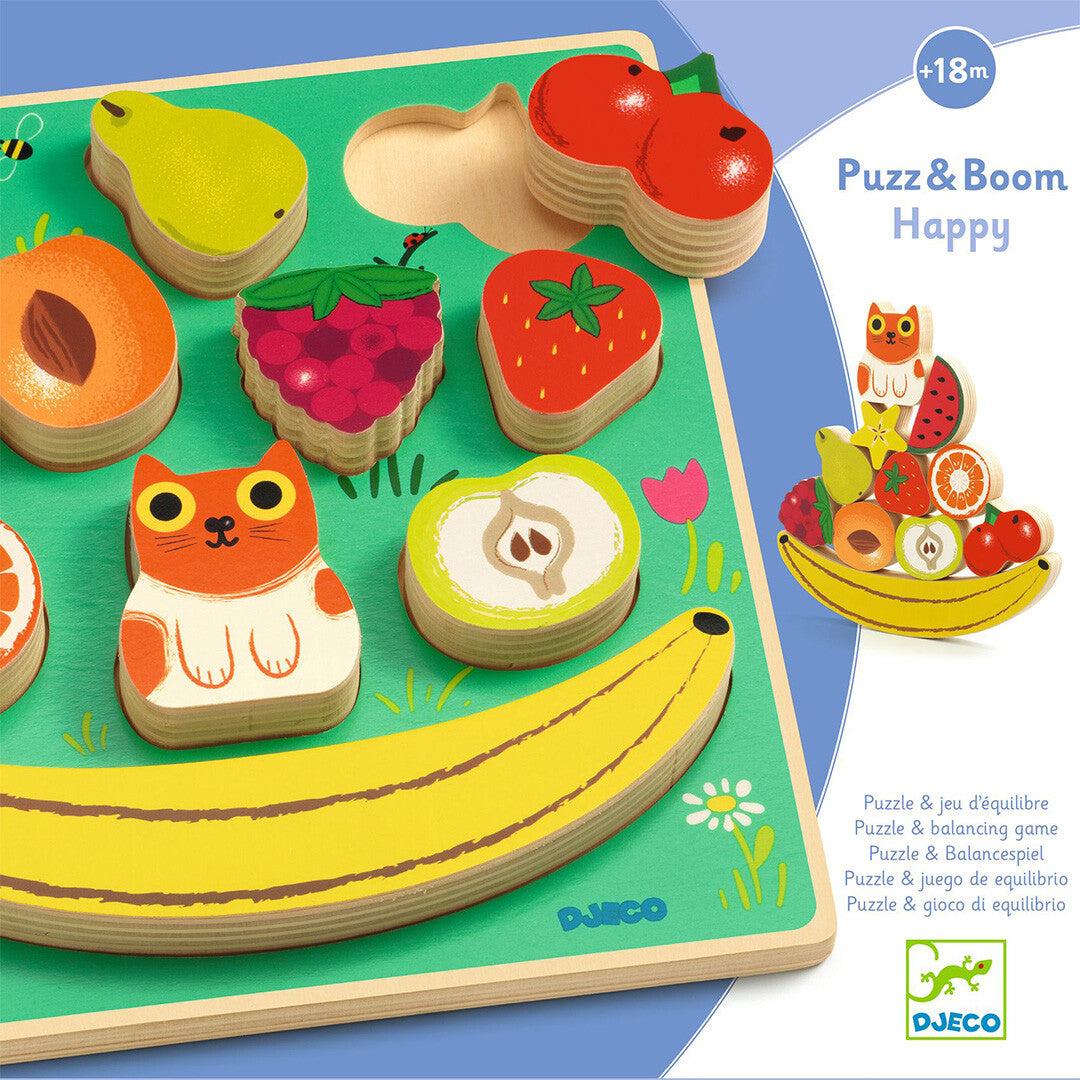 djeco houten puzzel en balanceerspel - happy - 11st | DJ01073 | 1