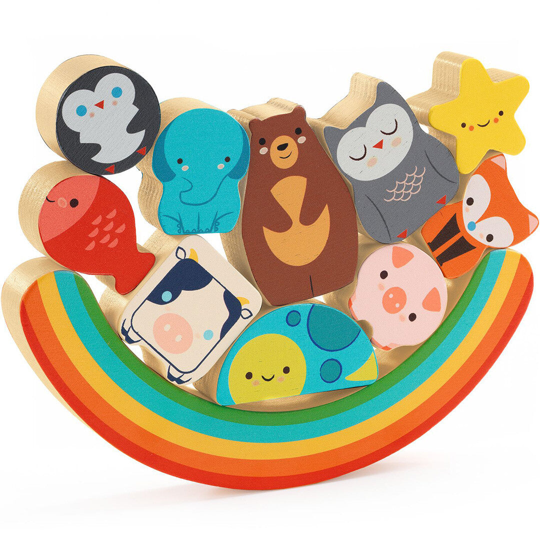 djeco houten puzzel en balanceerspel - rainbow - 11st | DJ01076 | 1