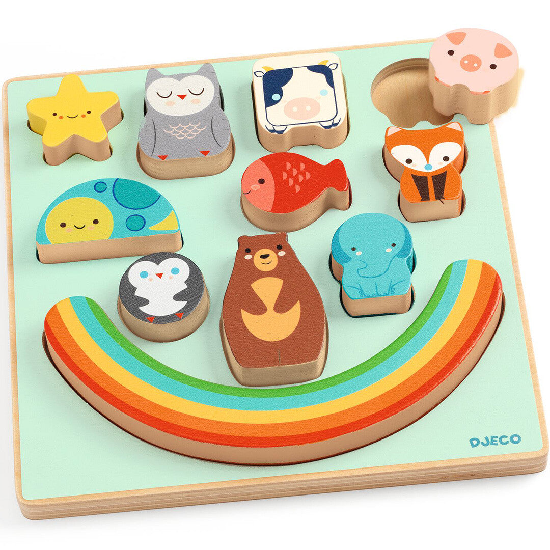 djeco houten puzzel en balanceerspel - rainbow - 11st | DJ01076 | 2