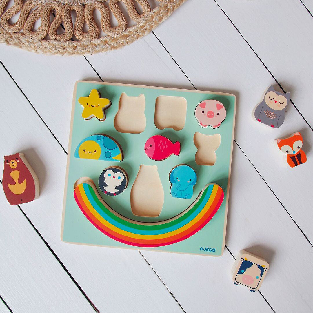djeco houten puzzel en balanceerspel - rainbow - 11st | DJ01076 | 4