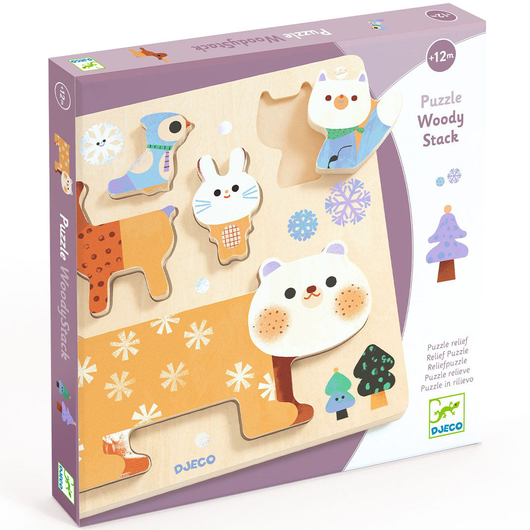 djeco houten puzzel woody stack - 5st | DJ01090 | 3