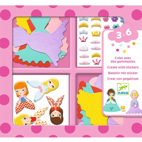 djeco knutselset creëren met stickers - prinsessen | DJ09053 | 0