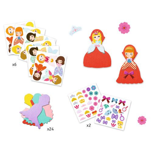 djeco knutselset creëren met stickers - prinsessen | DJ09053 | 1
