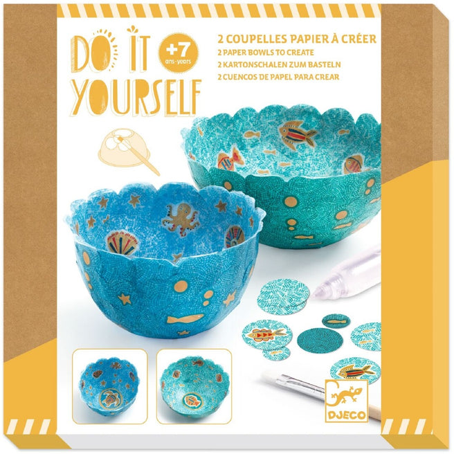 djeco knutselset diy papier maché kommen - oceaan - 2st | DJ07983 | 0