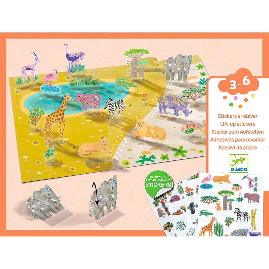 djeco knutselset herbruikbare 3D stickers - animals | DJ00044 | 0