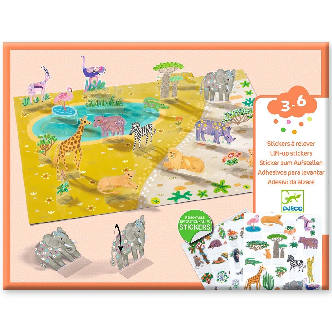 djeco knutselset herbruikbare 3D stickers - animals | DJ00044 | 5