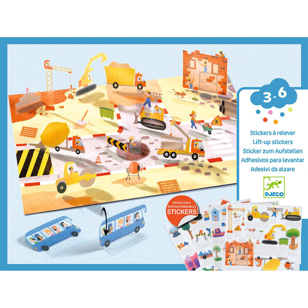djeco knutselset herbruikbare 3D stickers - vehicles | DJ00043 | 0