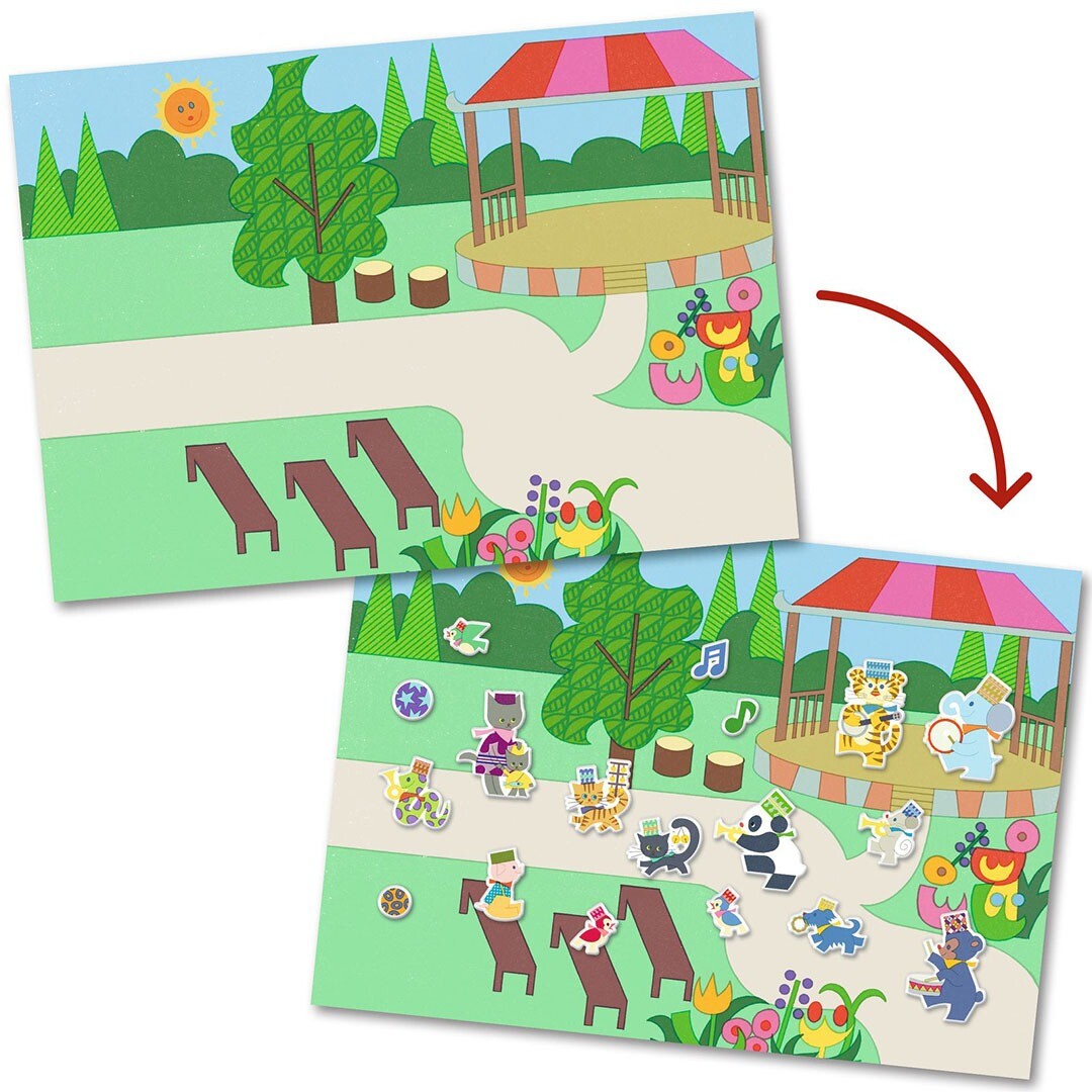 djeco knutselset herbruikbare stickers - fanfare | DJ09947 | 1