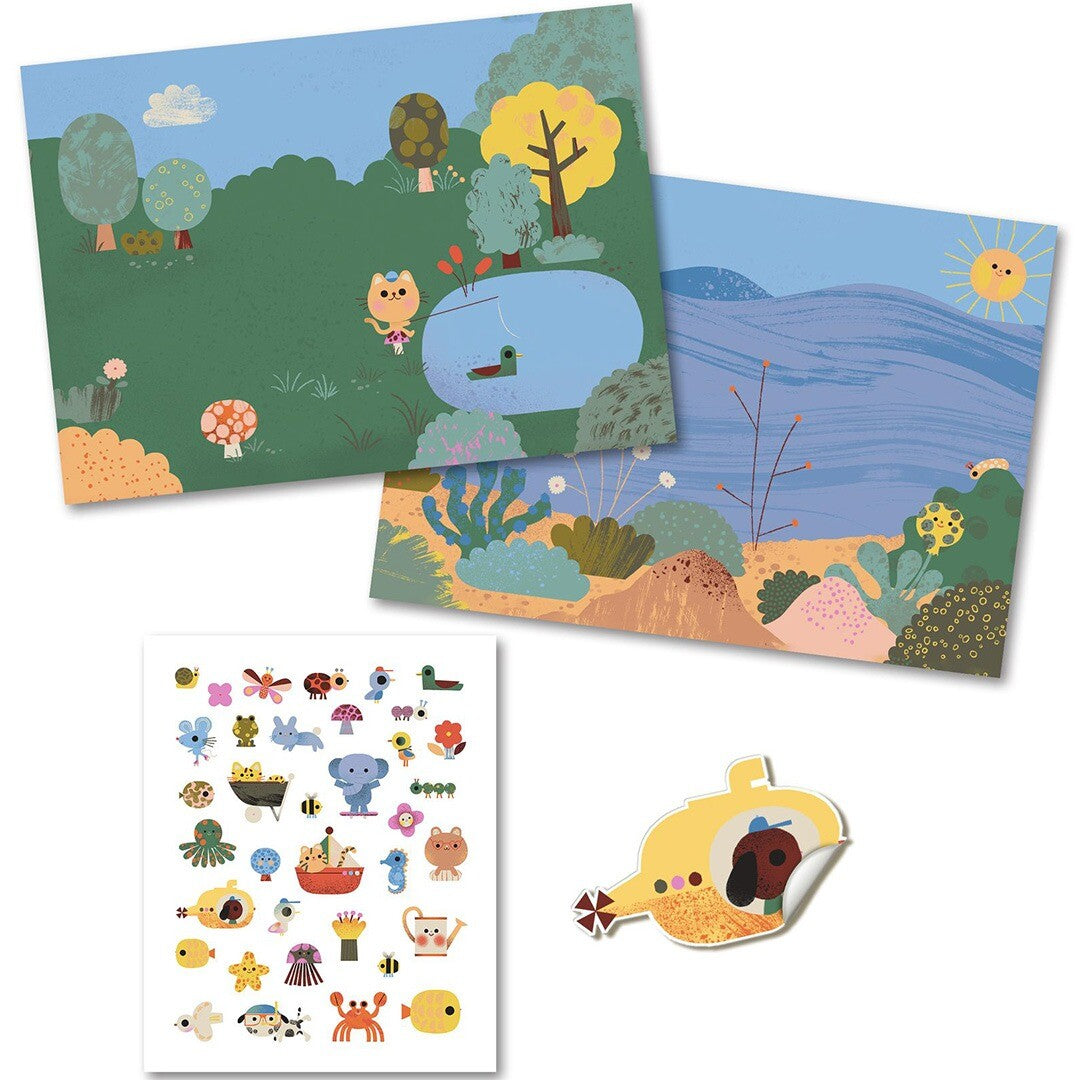 djeco knutselset herbruikbare stickers - summertime | DJ09949 | 3