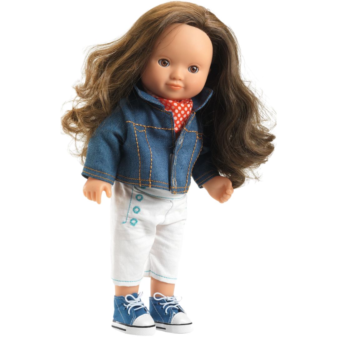 djeco poppenkledingset pomea lovely - blue jacket - 32 cm | DJ07773 | 1