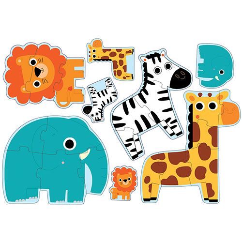 djeco puzzel 4 jungledieren (3,4,5,6 st)  | DJ07135 | 0