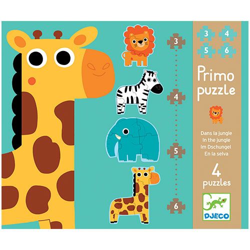 djeco puzzel 4 jungledieren (3,4,5,6 st)  | DJ07135 | 1