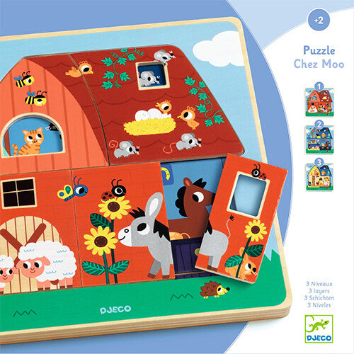 djeco puzzel boerderij chez moo - 12st | DJ01482 | 0