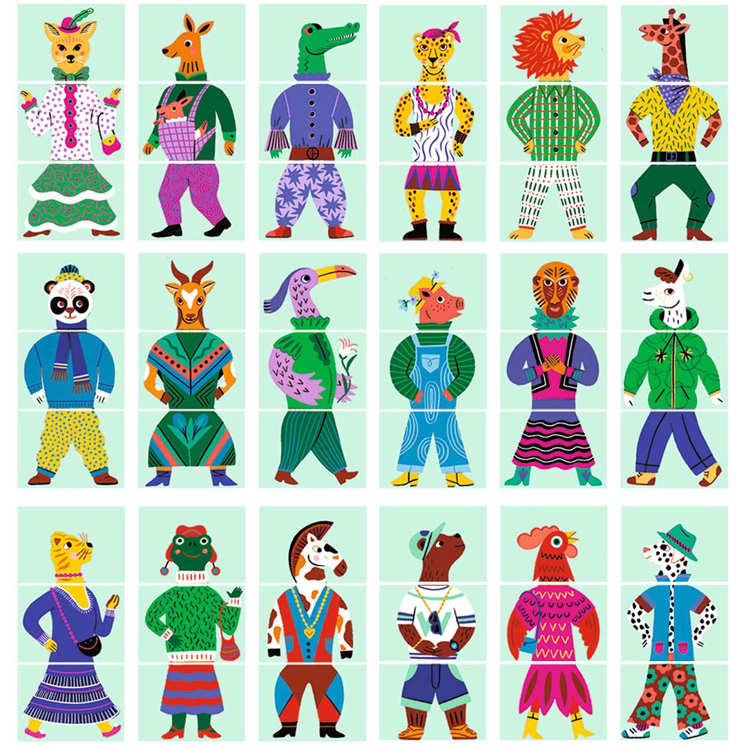 djeco puzzel mix&match modanimo  - 18x2st | DJ08247 | 0