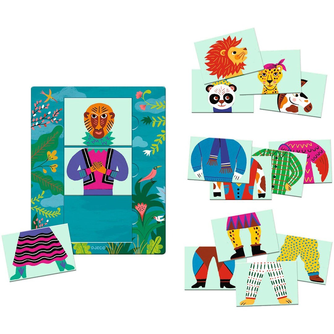djeco puzzel mix&match modanimo  - 18x2st | DJ08247 | 1