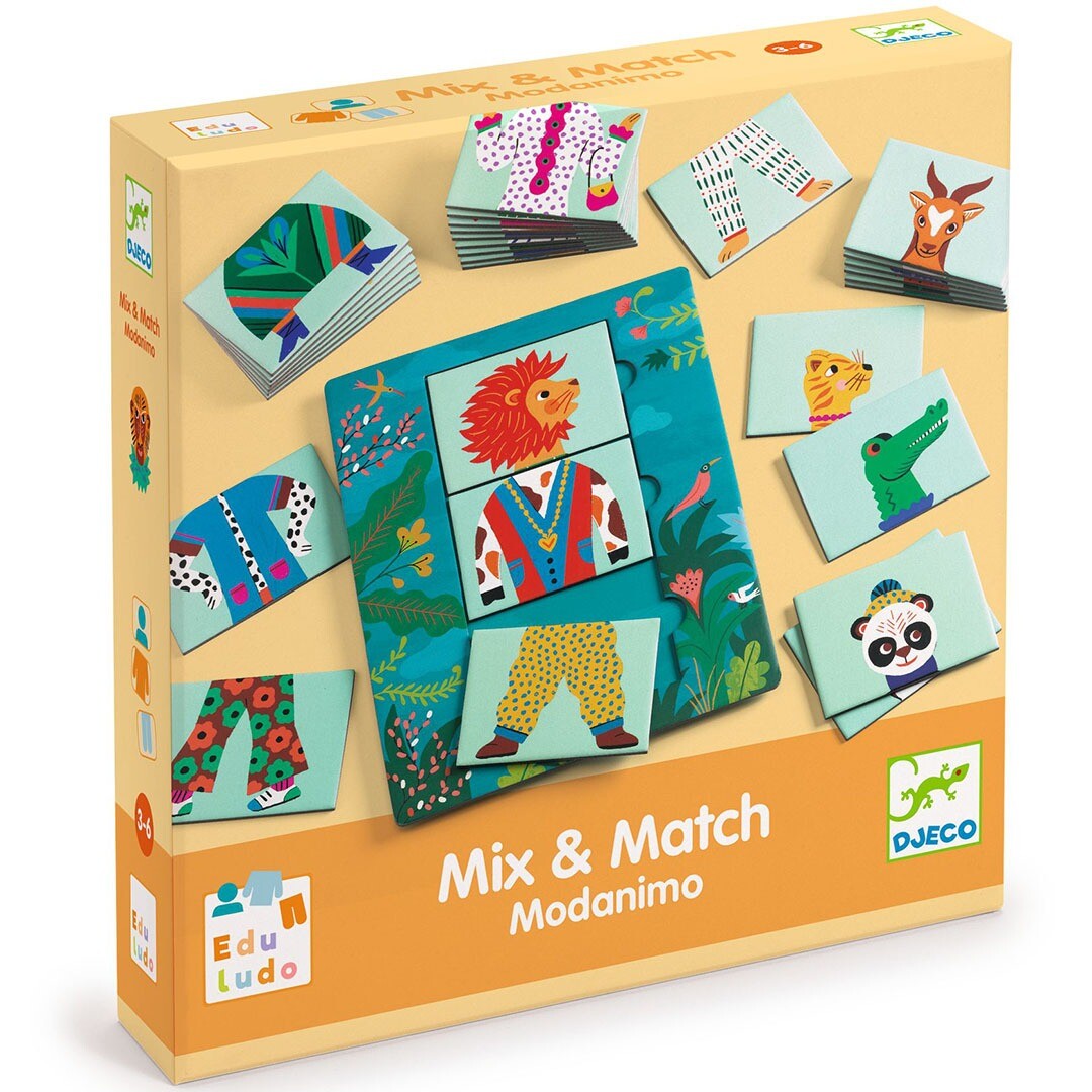 djeco puzzel mix&match modanimo  - 18x2st | DJ08247 | 3