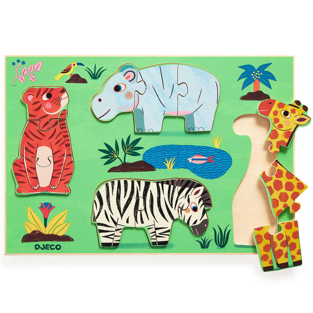 djeco puzzel safaridieren - 4x3st | DJ01264 | 0