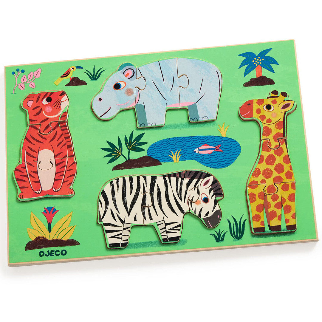 djeco puzzel safaridieren - 4x3st | DJ01264 | 3