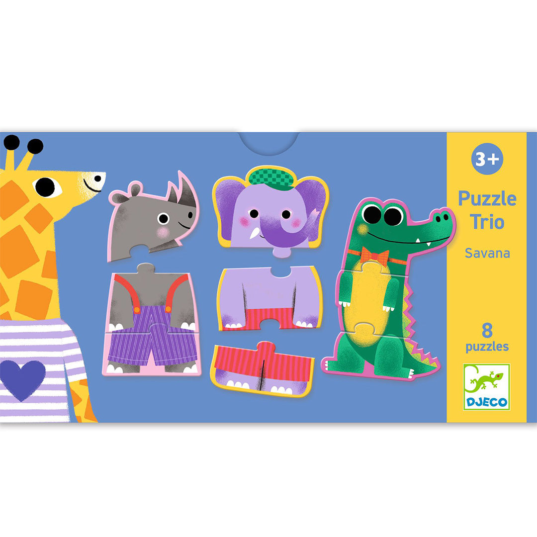 djeco puzzel trio - savana - 8x3st | DJ08242 | 1
