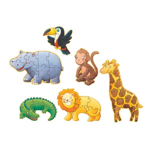 djeco puzzels safaridieren (4, 6 en 9st) | DJ07114 | 1