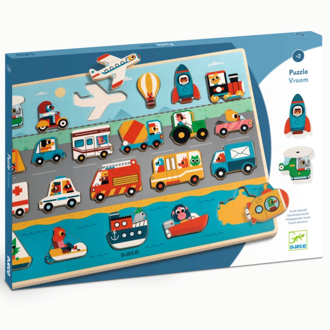 djeco reliëfpuzzel puzzlo vroom - 22st | DJ01831 | 0