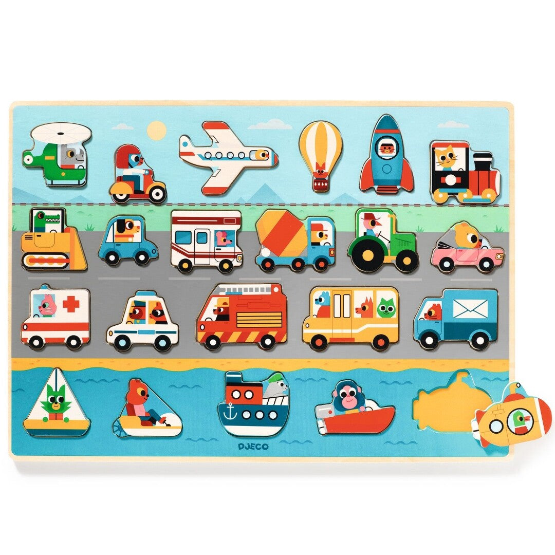 djeco reliëfpuzzel puzzlo vroom - 22st | DJ01831 | 1