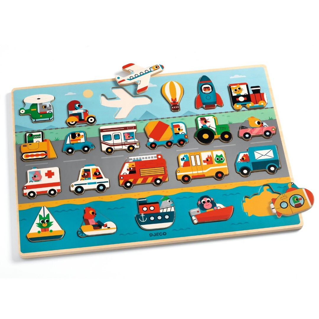 djeco reliëfpuzzel puzzlo vroom - 22st | DJ01831 | 3