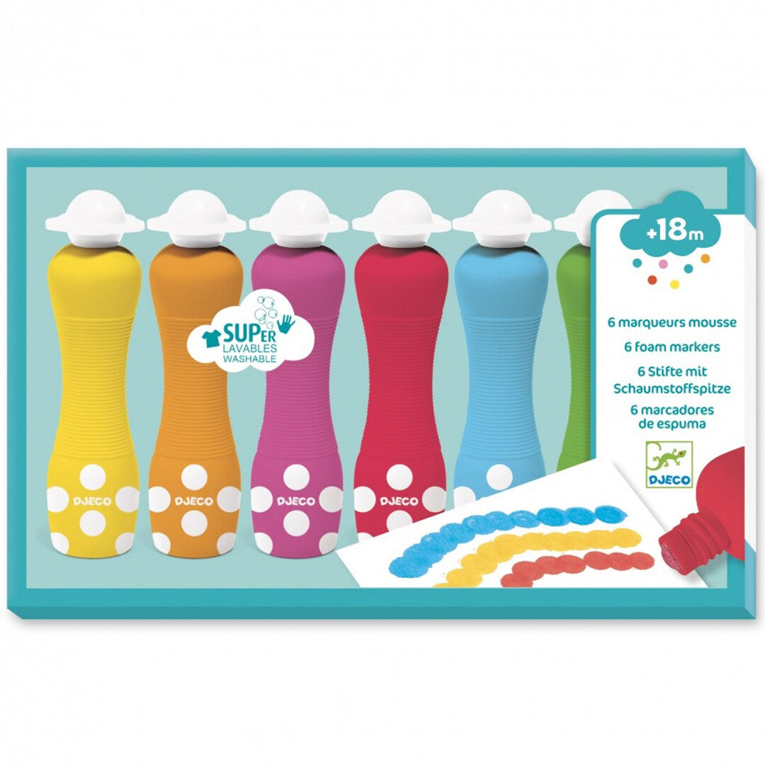 djeco schuimmarkers - 6st | DJ09002 | 0