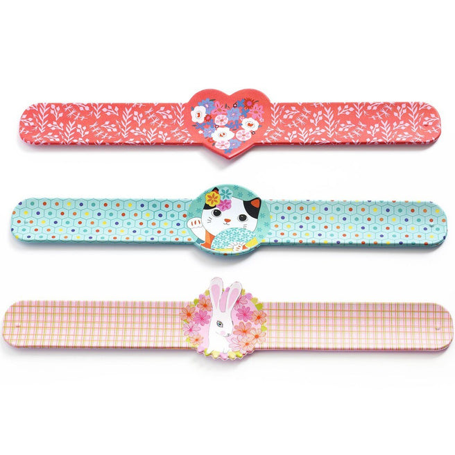 djeco snap armband - bloemen kat konijn - assorti | DD03455 | 0
